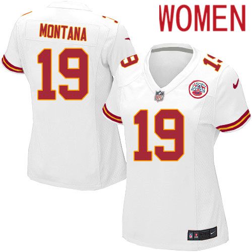 Women Kansas City Chiefs #19 Joe Montana Nike White Player Game NFL Jersey->women nfl jersey->Women Jersey